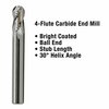 Gs Tooling 3.0mm Diameter x 3mm Shank 4-Flute Stub Length Ball Nose Blue Series Carbide End Mills, 5PK 101714